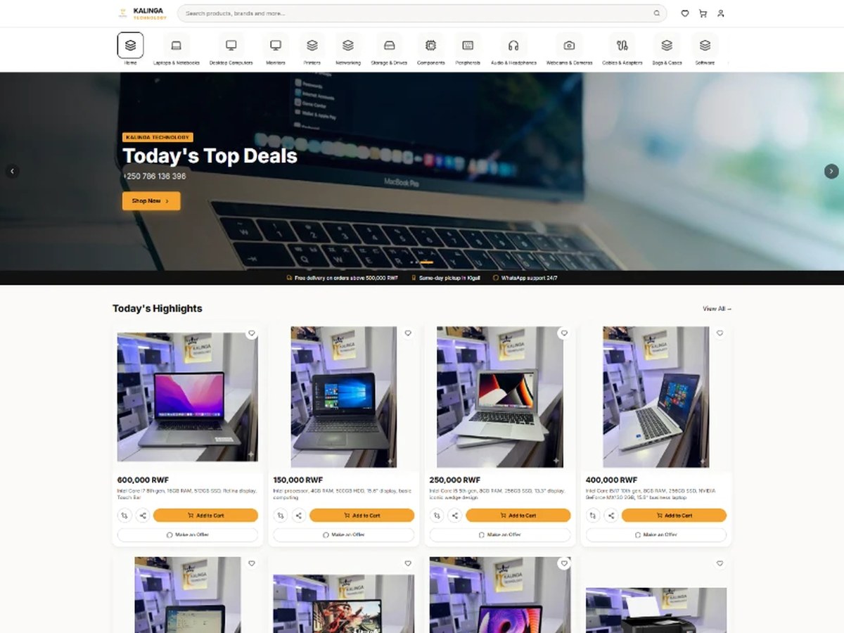 Kalinga Technology website, Retail, E-commerce
